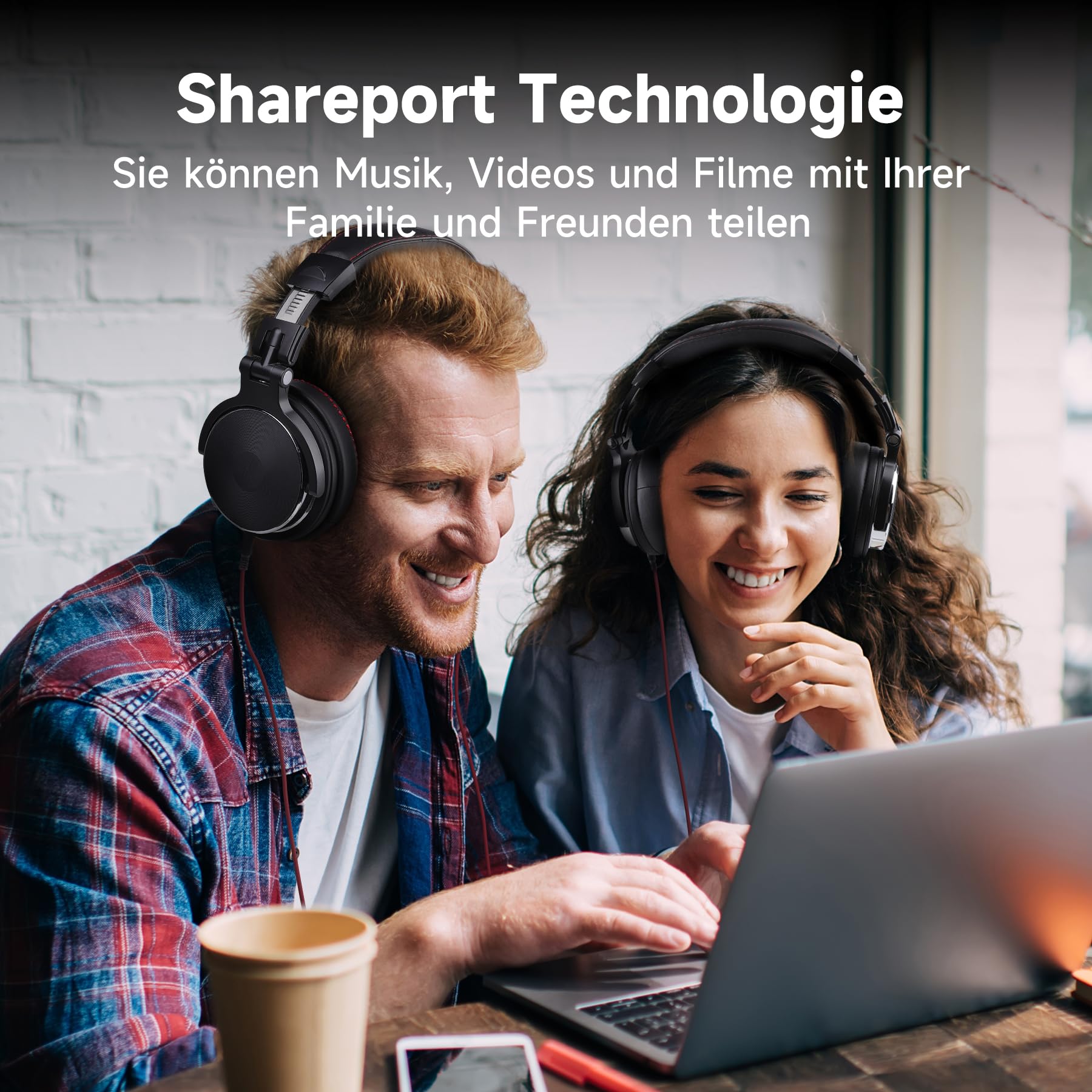 OneOdio Pro 50 Over-Ear Studiokopfhörer [Hi-Res Audio, 50mm Treiber] – Professionelle DJ Kopfhörer mit Kabel (3,5mm & 6,35mm), SharePort, Memory-Protein Ohrmuscheln für Podcast, PC, PS4, Smartphone