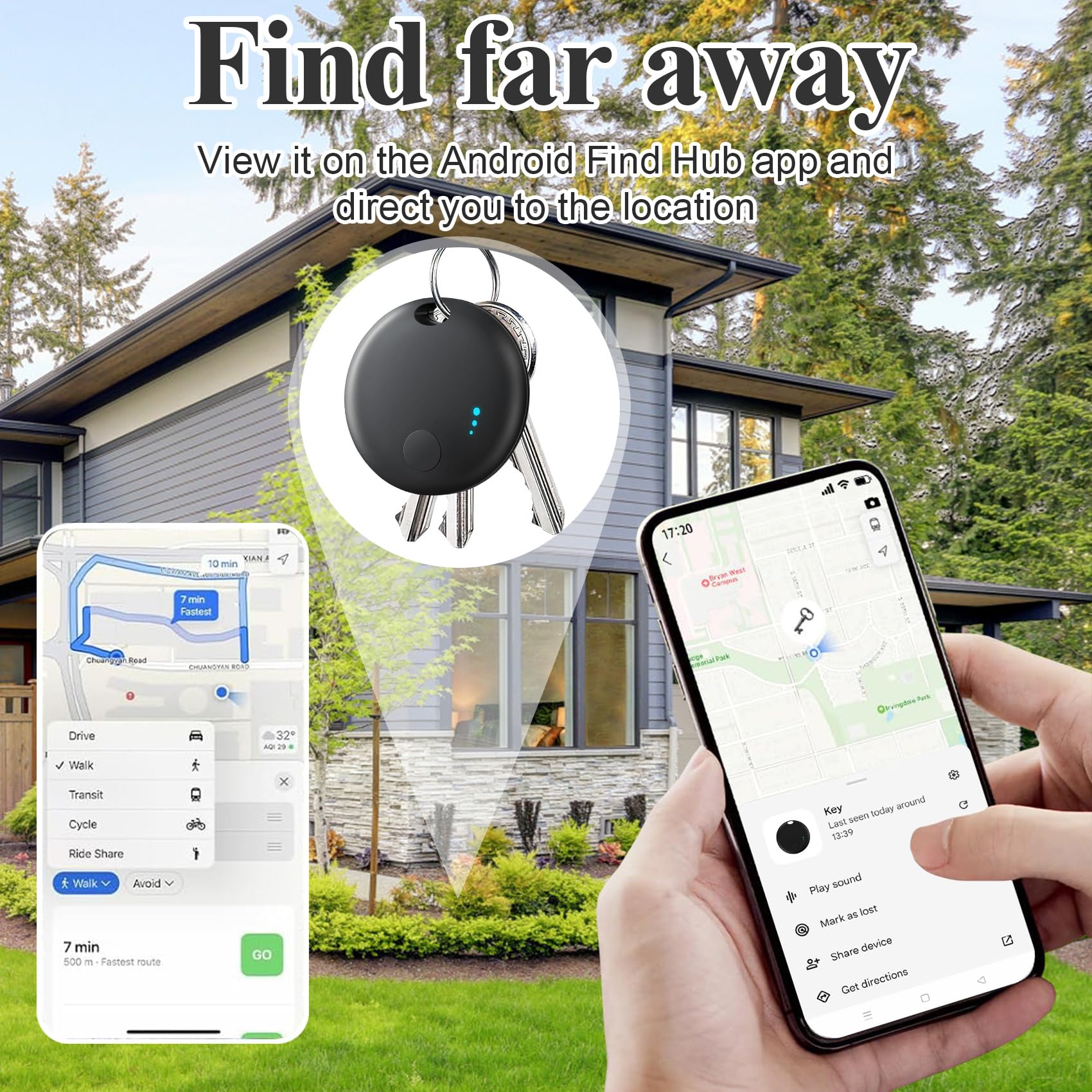 Air Tracker Android, 2 PCS Smart Tracker Localizzatore Chiavi Compatibile con Trova Dispositivo(Solo Android), Bluetooth Tracker Tag Compatibile per Portafogli,Chiavi,Zaini (Nero)