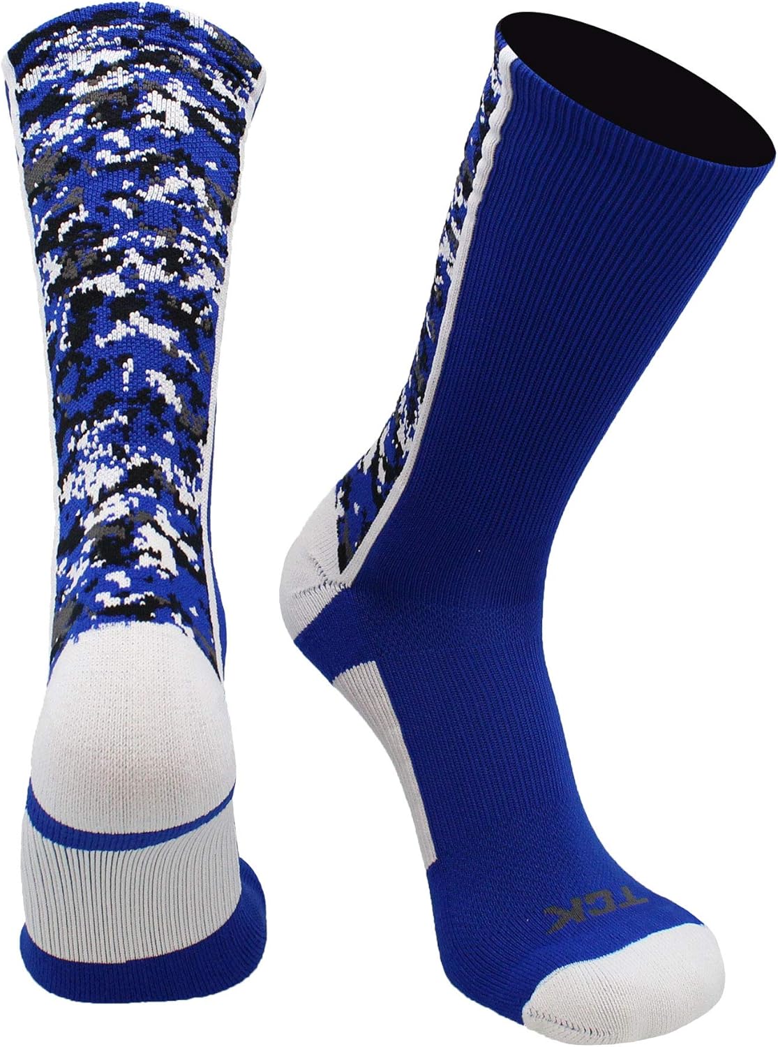 TCK Athletic Crew Socks Digital Camo Football Basketball Lacrosse Small Royal/White