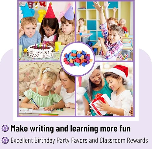 Miniatura 28 de Mr. Pen - Gomas de borrar, paquete de 60 tapas, tapas de borrador de animales, borradores para niños, borradores de lápiz, adornos Variado