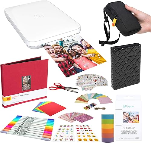 Lifeprint Impresora portátil de fotos y video 3x4.5 (blanco) paquete de álbumes de recortes Deluxe