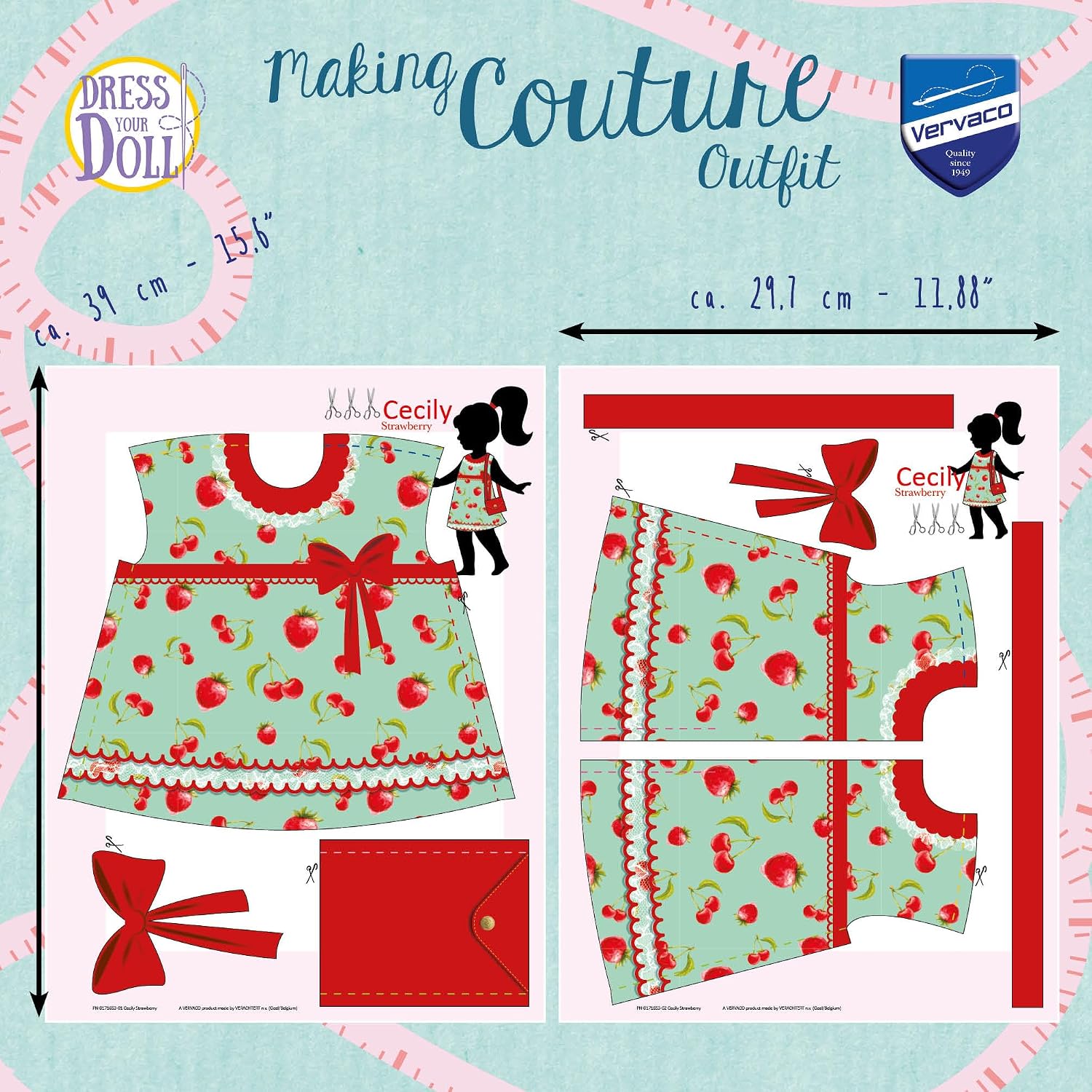 Vervaco PN-0171711 Cecily Strawberry Dress Your Doll Making Couture Outfit Set