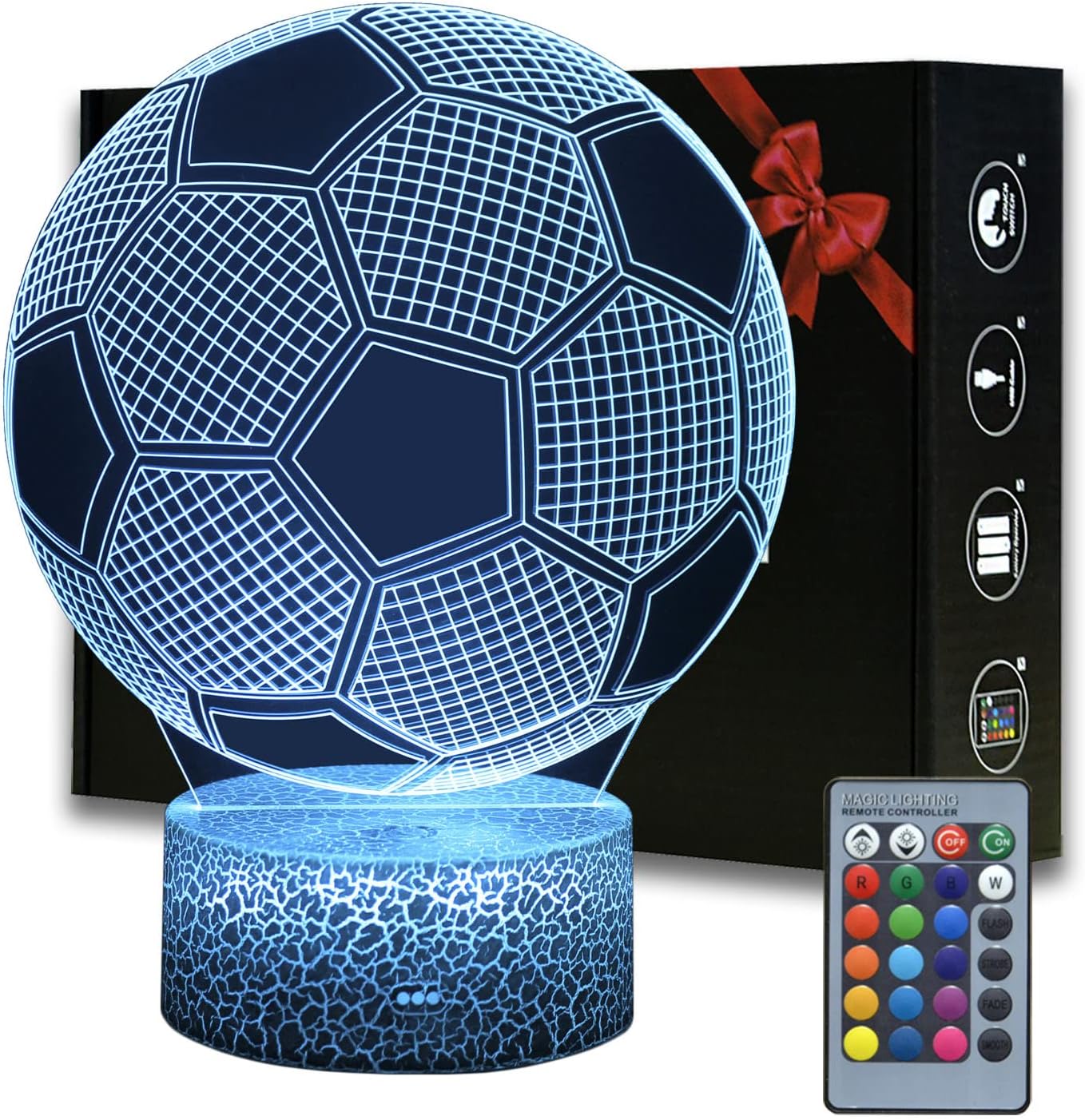 Magiclux3D Illusion Football Night Light,16 Color Changing Dimmable with Remote Room Football Decor,Desk Lamp for Football Fans Boys Girls Teens Men Birthday Christmas Gifts