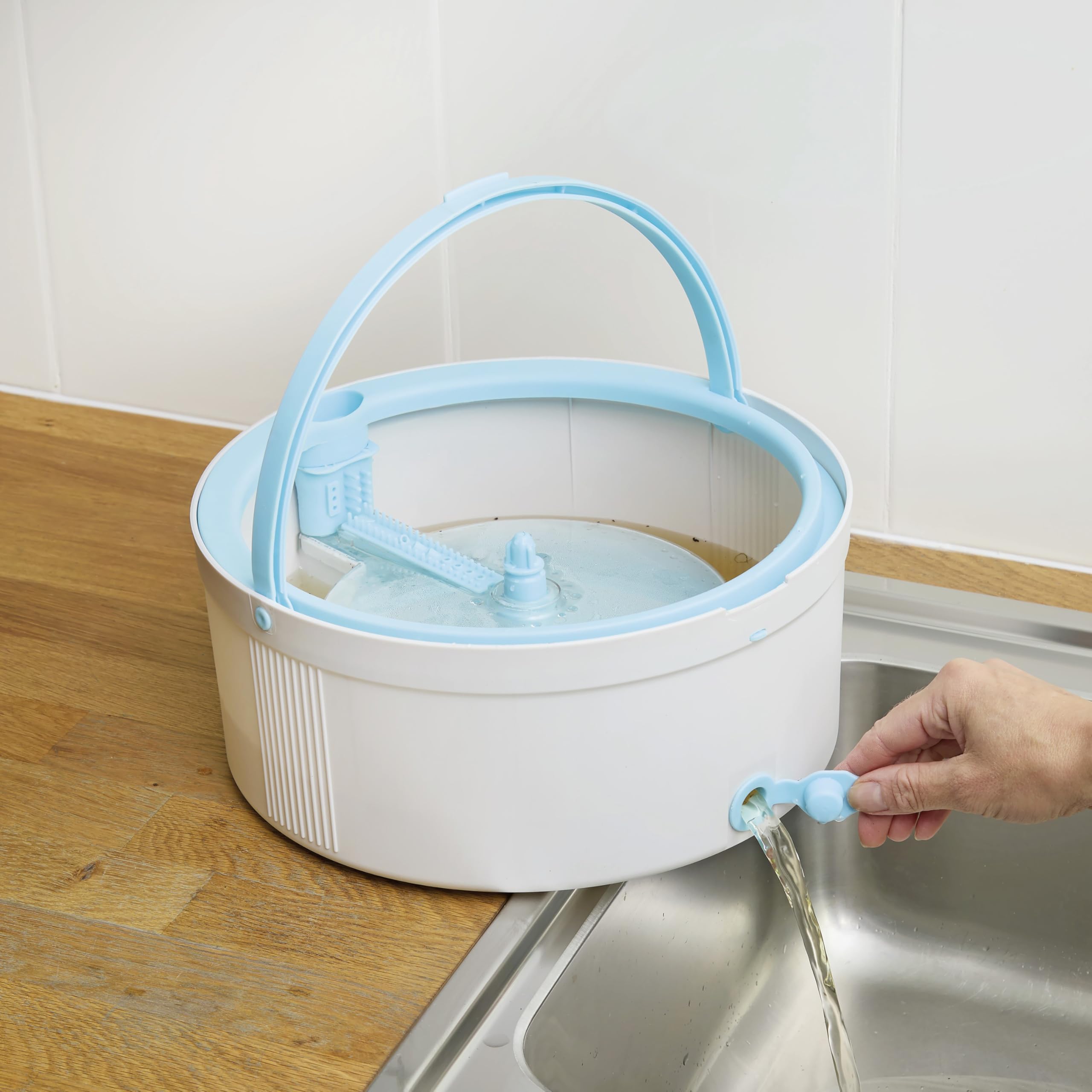 3 PAGEN® Wischmopp Set mit Eimer – Bodenwischer mit Doppelbehälter – Trennung von Schmutz- & Frischwasser – für Verschiedene Bodenbeläge geeignet