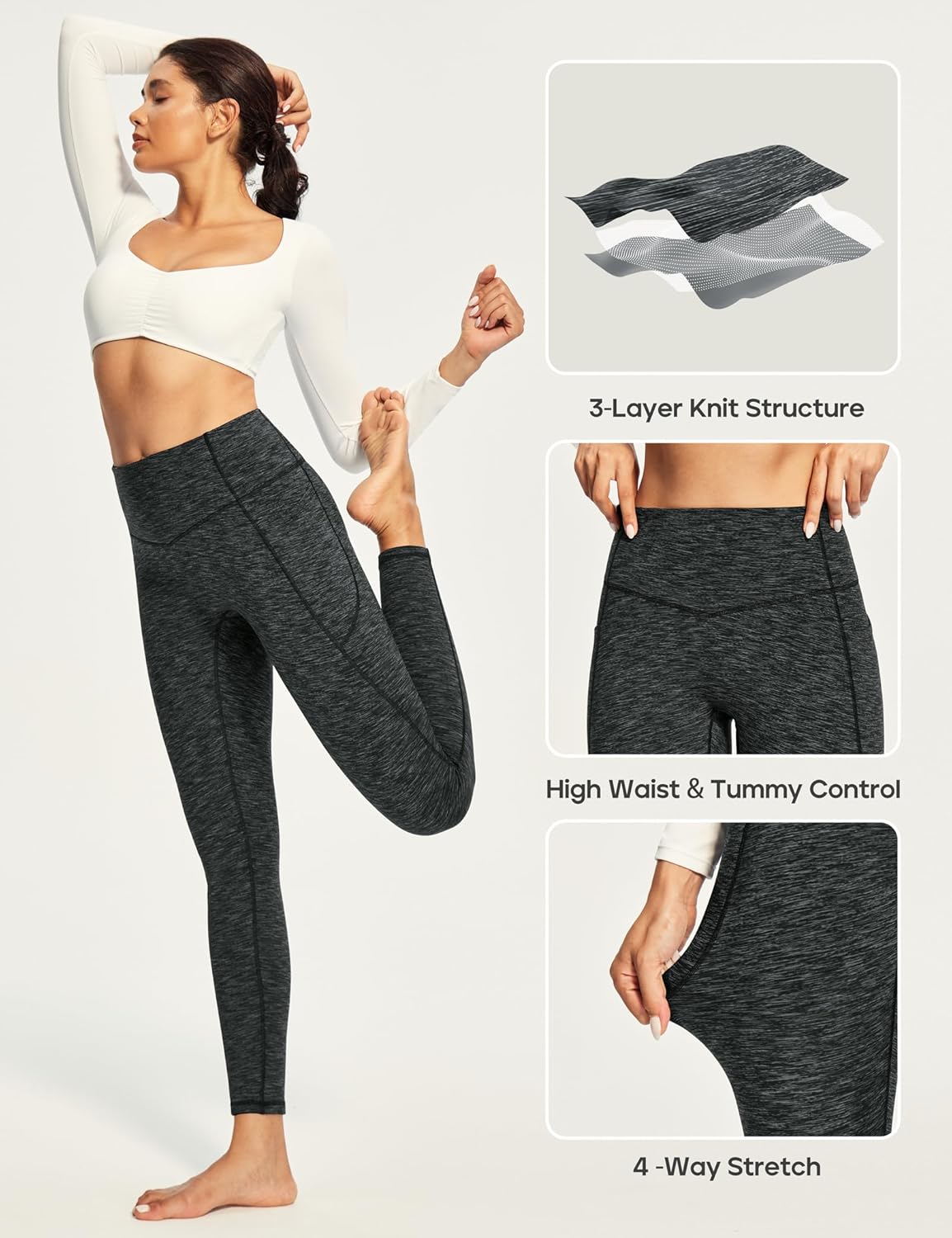 Heathyoga Fleece Lined Leggings Women with Pockets Thermal Leggings for Women Tummy Control Warm Winter Pants Yoga Pants - Image 4