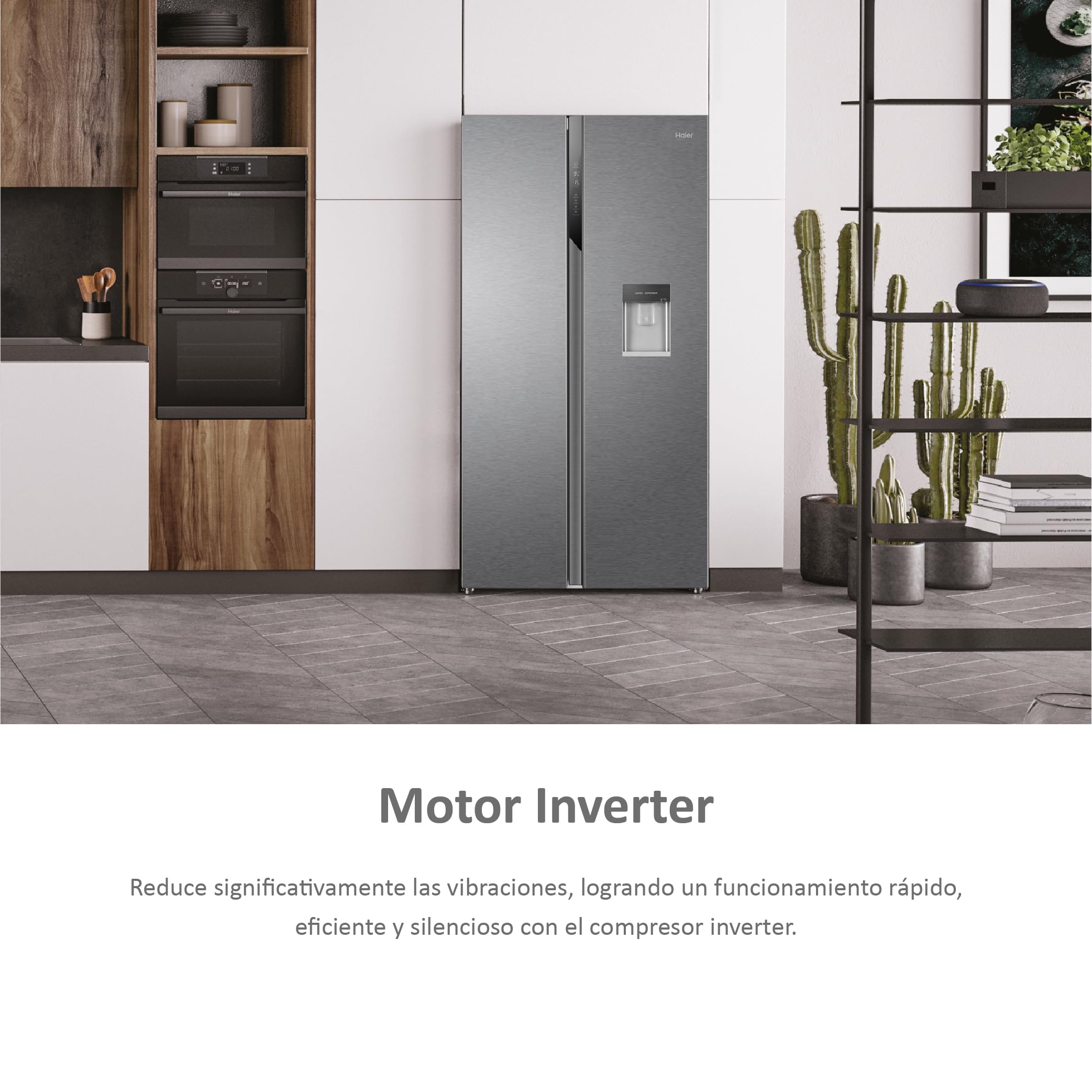 Haier FD 83 Series 7 HB18FGSAAA - Frigorífico, Puerta Francesa, Tecnología Antibacterias, Motor Inverter, My Zone, Humidity Zone, Ancho 83cm, Capacidad XXL, Total No Frost, Cristal Inox