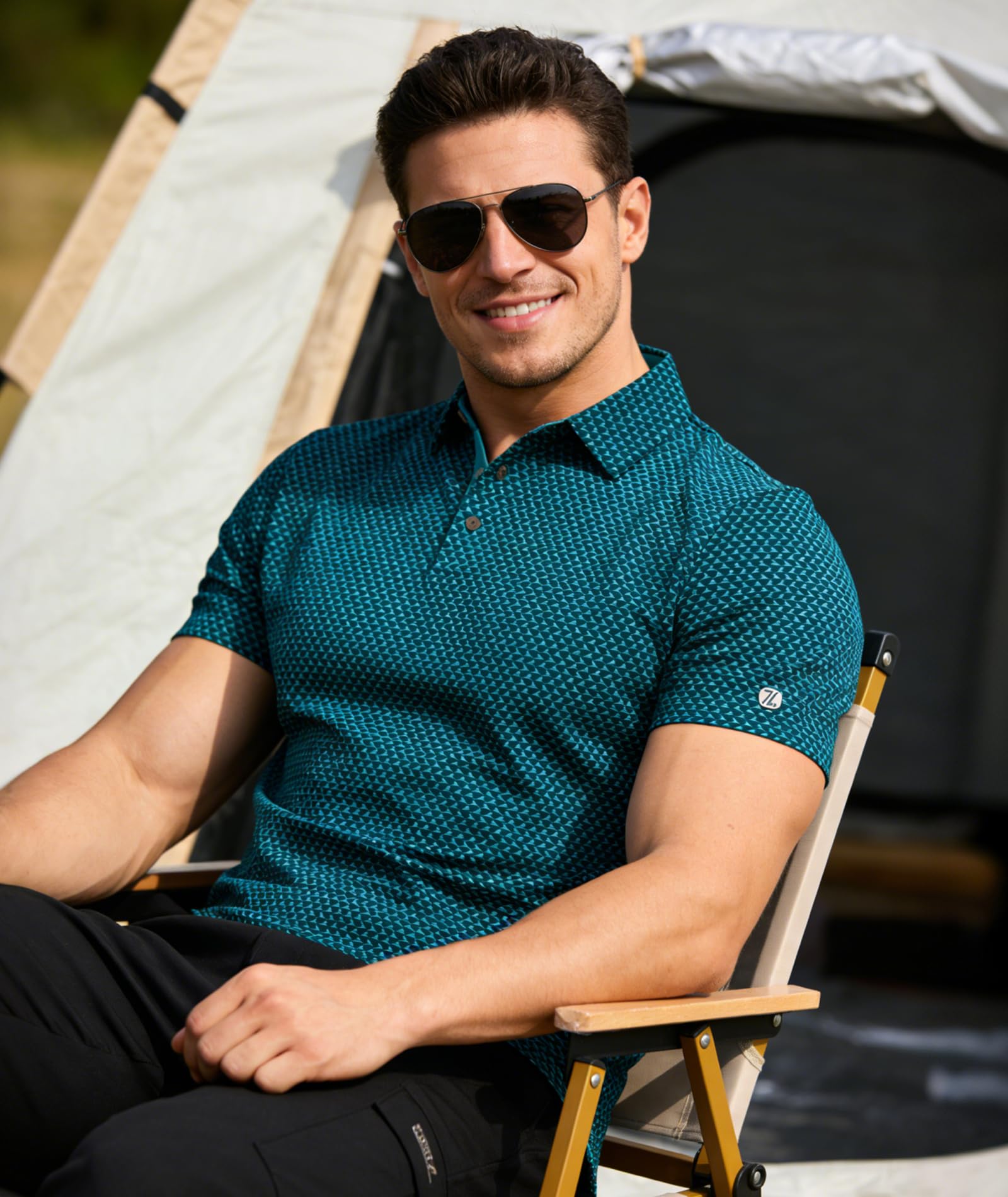 SwissWell Poloshirt Herren Kurzarm Golf Polo Shirt UPF50+ Atmungsaktiv Druck Polohemd Männer Schnelltrocknend Tennis Sommer Freizeit T-Shirt