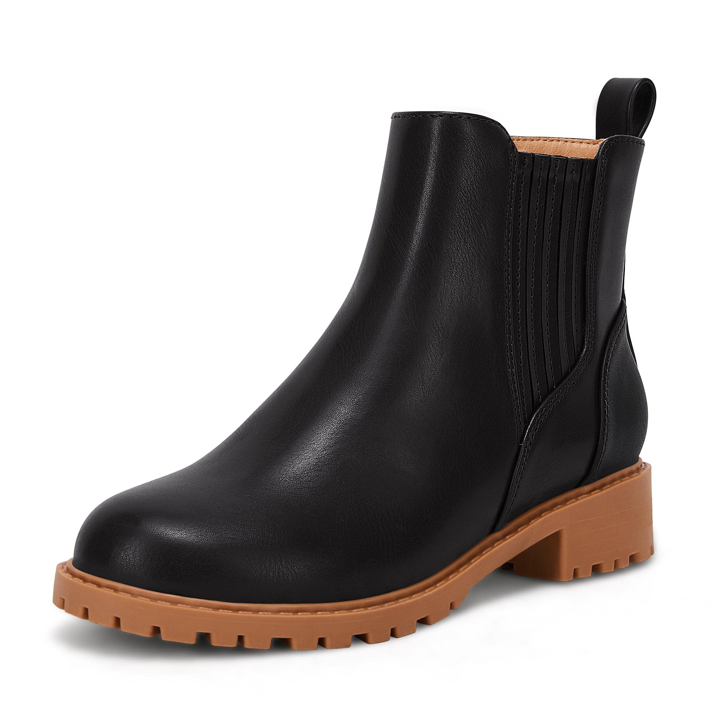 Ermonn Girls Ankle Boots Non-Slip Lug Sole Side Zipper Fashion Chelsea Winter Booties(Toddler/Little Kid/Big Kid)