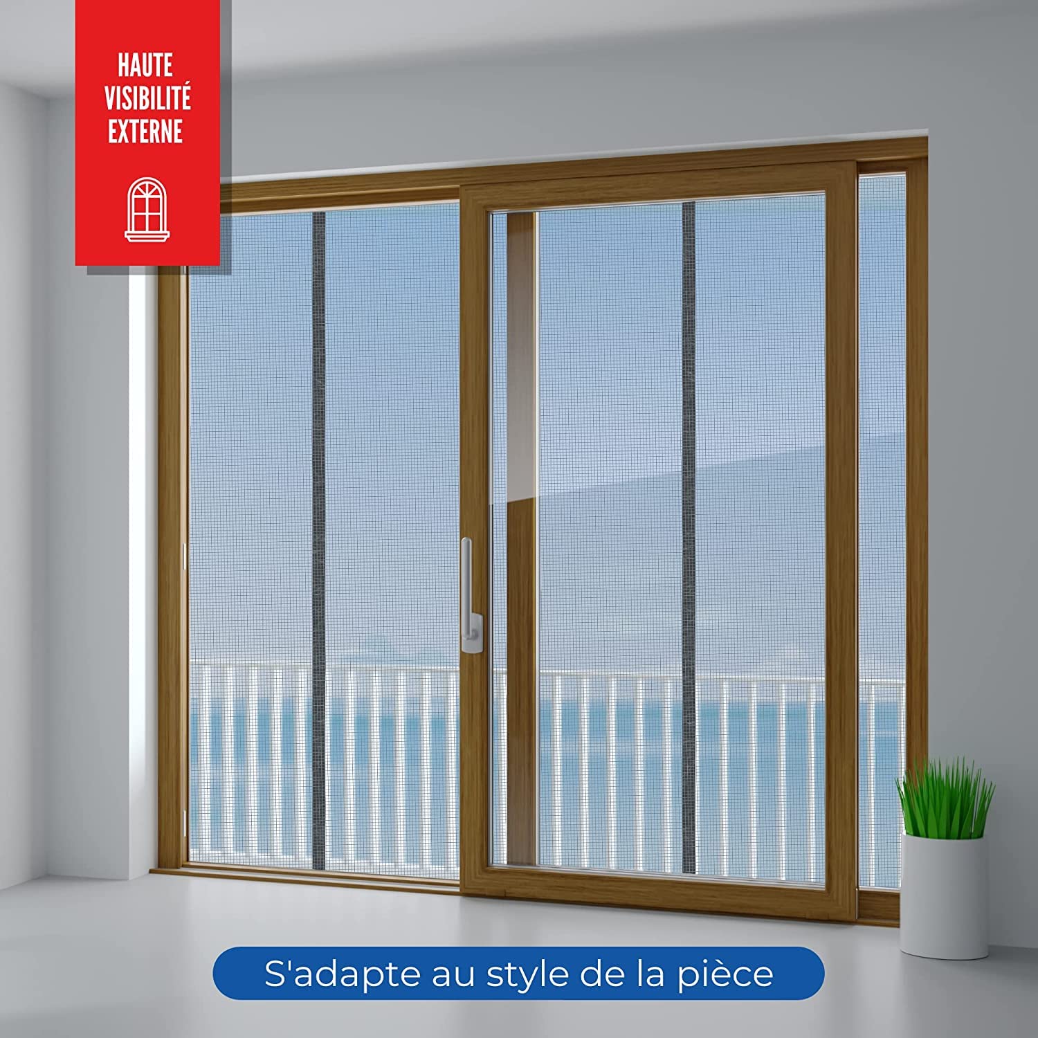 Moustiquaire ajustable aimantée TRANQUILISAFE® pour baie vitrée avec 2 ouvertures aimantées – moustiquaire magnétique – moustiquaire automatique – protection anti moustique (L 180 - H 216/224)