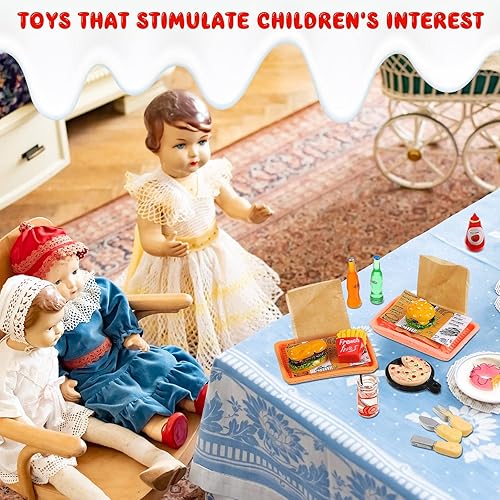 Miniatura 6 de 33 piezas de juguete de comida rápida en miniatura juguetes de juego de comida de simulación accesorios de casa de muñecas hamburguesas patatas