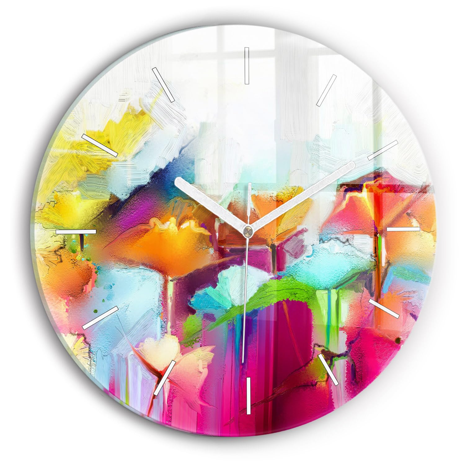 Horloge en verre Wallfluent fleurs abstraites 30 cm une idée cadeau maison idéale