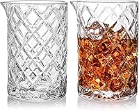 Tebery 2-Pack 22oz Crystal Cocktail Mixing Glasses - Thick Bottom Lead-Free Bar Mixing Pitcher for Professional Bartending