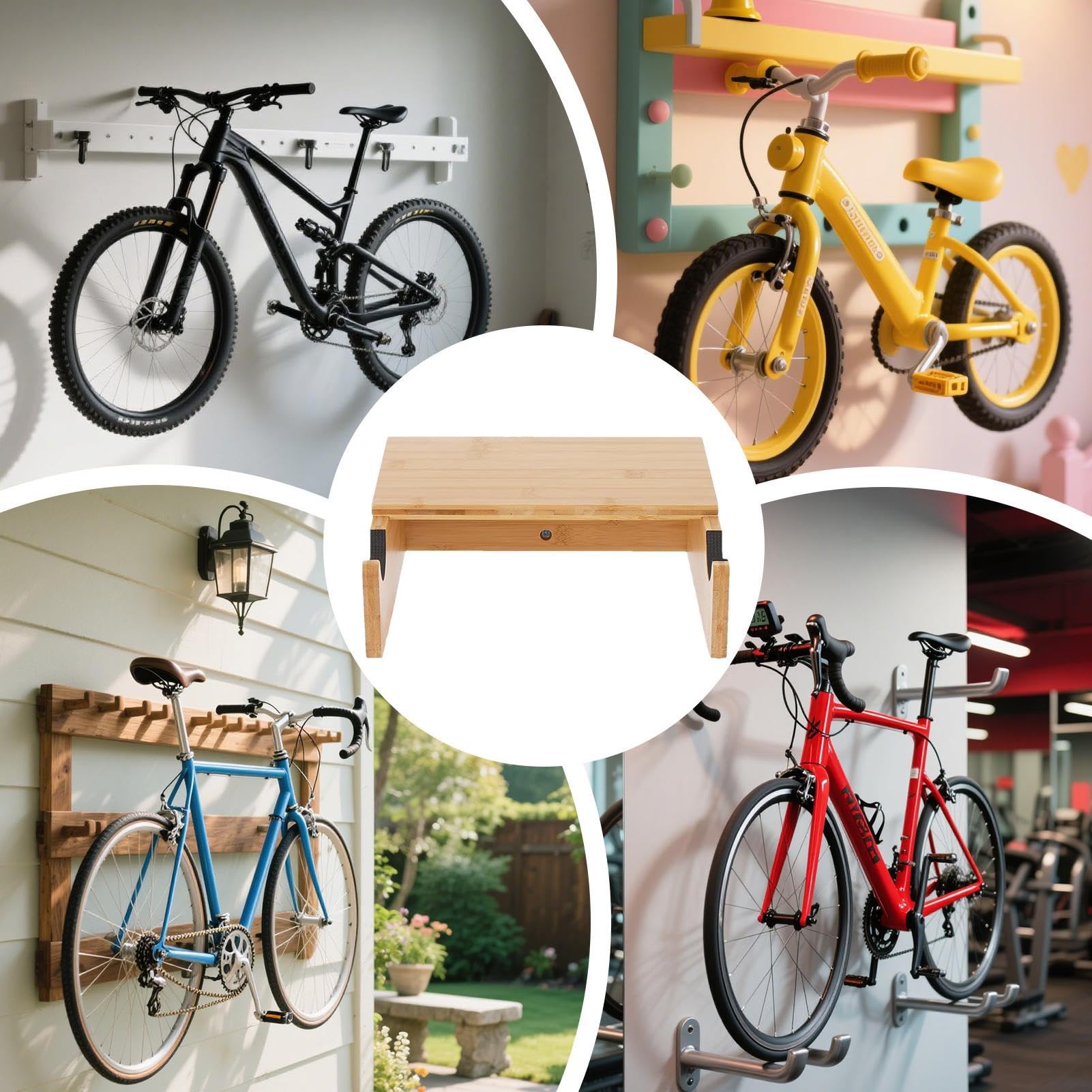 Generico Supporto Parete Bicicletta Gancio Orizzontale Per Esposizione | Portabici A Parete Con Mensola per Bici da Strada Mountain Bike Ibride Casco Soggiorno Camera da Garage Ciclisti