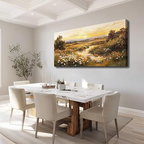 Miniatura 5 de ZUITINGHUA Decoración de pared grande para sala de estar, lienzo para oficina, decoración de pared moderna para dormitorio, campo de margaritas,