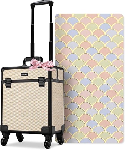 Vista 43 de BYOOTIQUE Cosmetology - Estuche rodante para almacenamiento de uñas, carrito de almacenamiento para maquillaje, maleta de peluquería de viaje