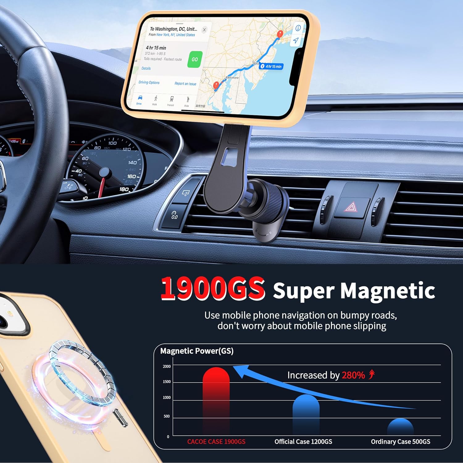 CACOE Magnetic Case for iPhone 12 & iPhone 12 Pro 6.1 inch-Compatible with MagSafe & Magnetic Car Phone Mount,Not Yellowing Anti-Scratch (Yellow)