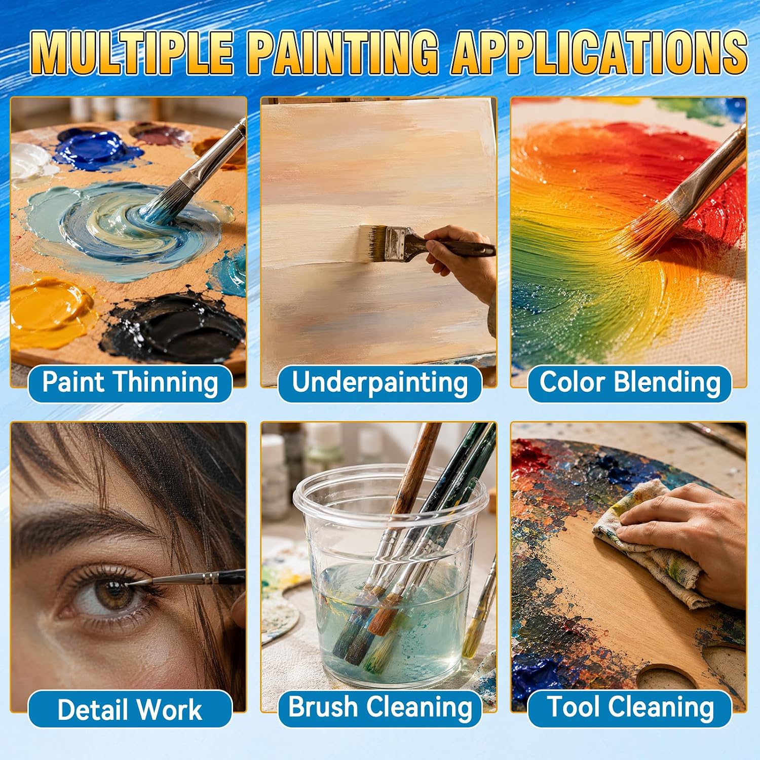Odorless Mineral Spirits, 100ml Professional Odorless Paint Thinner for Oil Painting, Premium Oil Painting Supplies, Odor-Free Solvent for Artists and Amateurs, Thinning Oil Colors