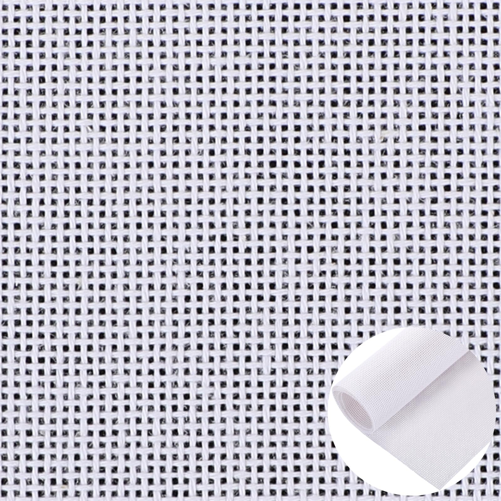 2 Pack 40 x 36 Inches Needlepoint Canvas 18 Mesh Blank White Canvas Pure Cotton Needlepoint Mesh Twist Interlock for Embroidery DIY Knit Crochet Projects Make Dividers