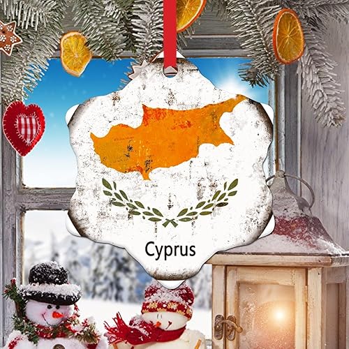 Vista 131 de Chipre - Adornos colgantes para árbol de Navidad, bandera nacional de Chipre, adornos de cerámica para decoraciones de Navidad, regalo de viajero