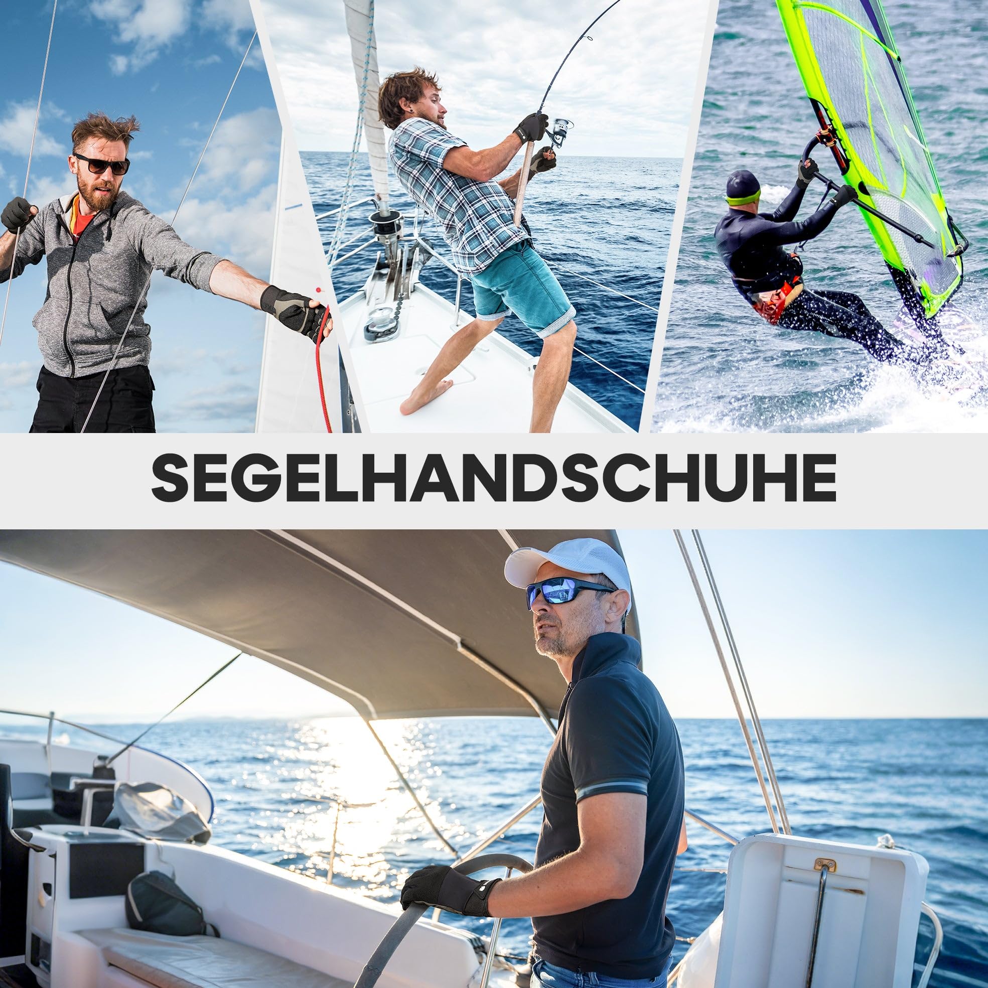 FitsT4 Sports Guanti da vela, da uomo, per kayak, per vela, yacht, vela, pagaia, pesca, dinghy, gommone