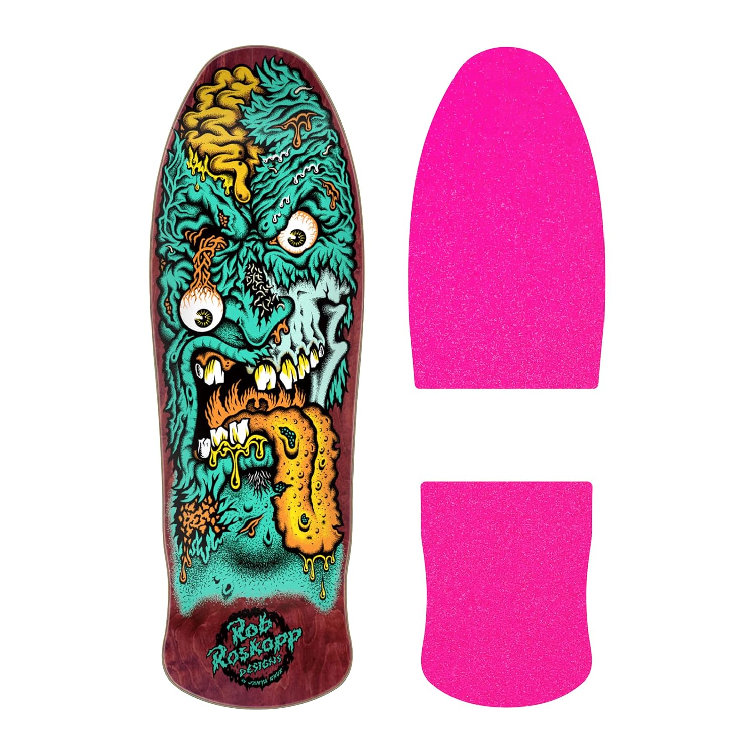 Die-Cut Style Skateboard Grip Tape for Santa Cruz Roskopp Face Two Reissue (Black)
