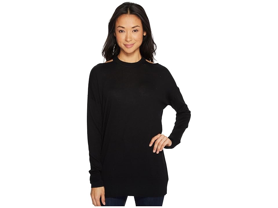

Splendid Long Sleeve Cut Out Pollover (Black) Women's Long Sleeve Pullover