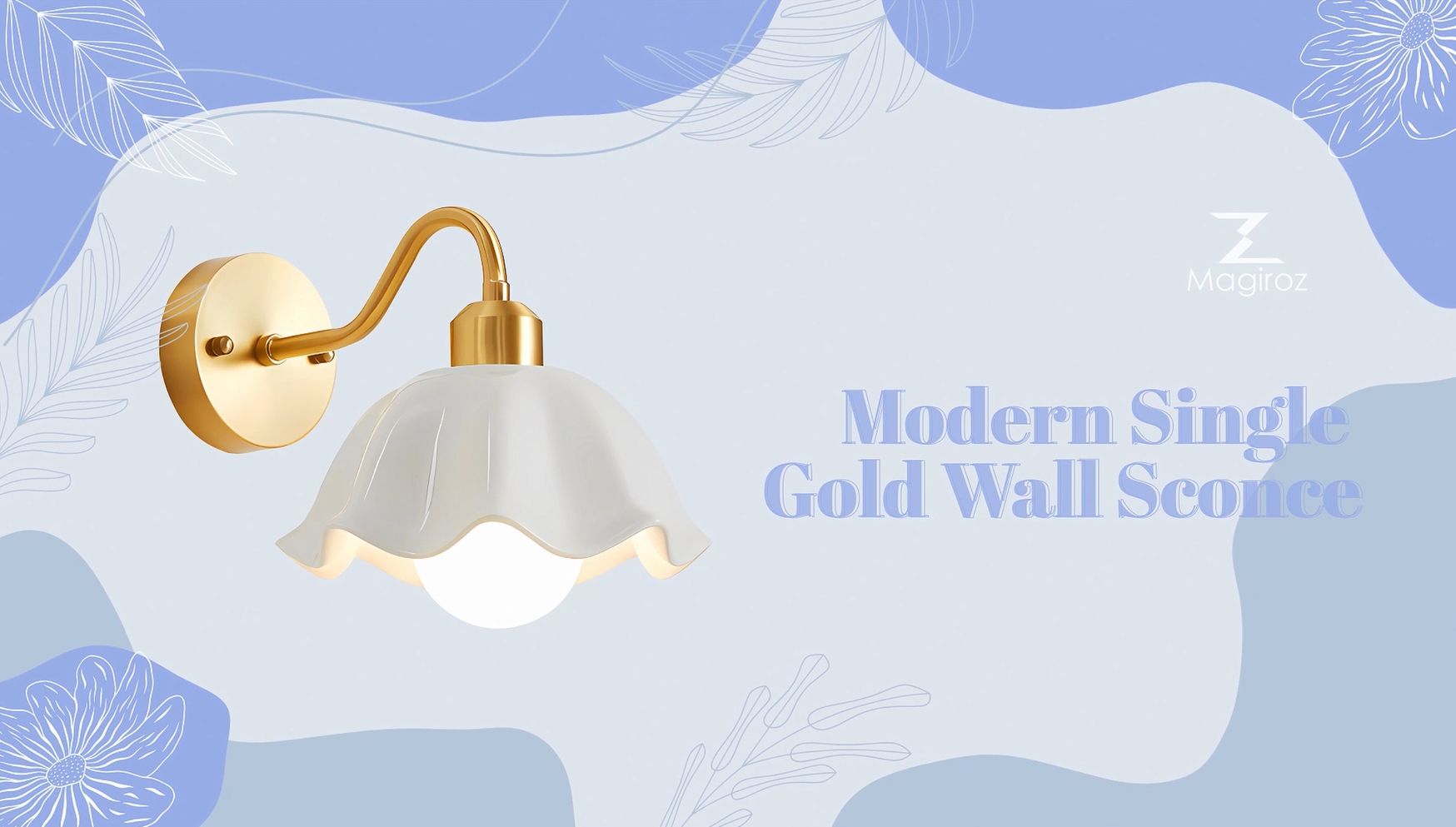 Image of Mid Century Modern Single Gold Wall Sconce Industrial Vintage Wall Mount Light Fixture Simple Rustic 1-Light Antique Brass Wall Sconce with White Glass Lampshade Retro Wall Lamps MWL02-1B