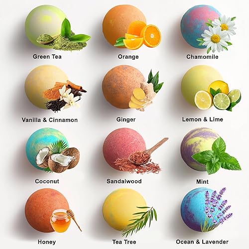 Miniatura 3 de Bombas de baño de lujo para mujer, juego de 24 bombas de baño con aceites esenciales orgánicos, jabón vegano natural para hidratar burbujas gaseosas