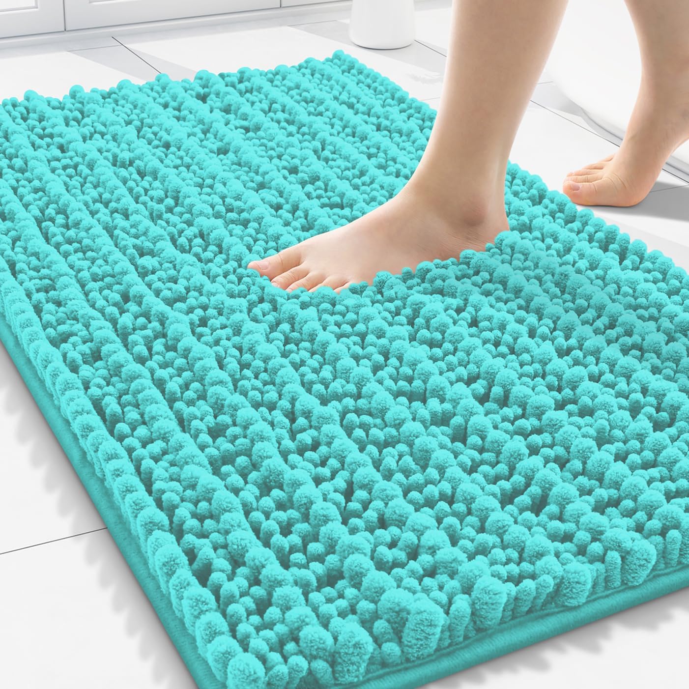 Smiry Bathroom Rugs Mat 30x20, Extra Soft Absorbent Chenille Bath Rugs, Non Slip Rubber Backing Machine Washable Quick Dry Bath Mats for Bathroom Floor, Tub, Shower, Home Decor Accessories, Turquoise