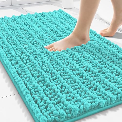 Miniatura 253 de Smiry Alfombras de Baño 24 x 16 pulgadas, Tapetes de Baño de Chenilla Extra Suaves y Absorbentes, Respaldo de Goma Antideslizante, Lavable a Azul