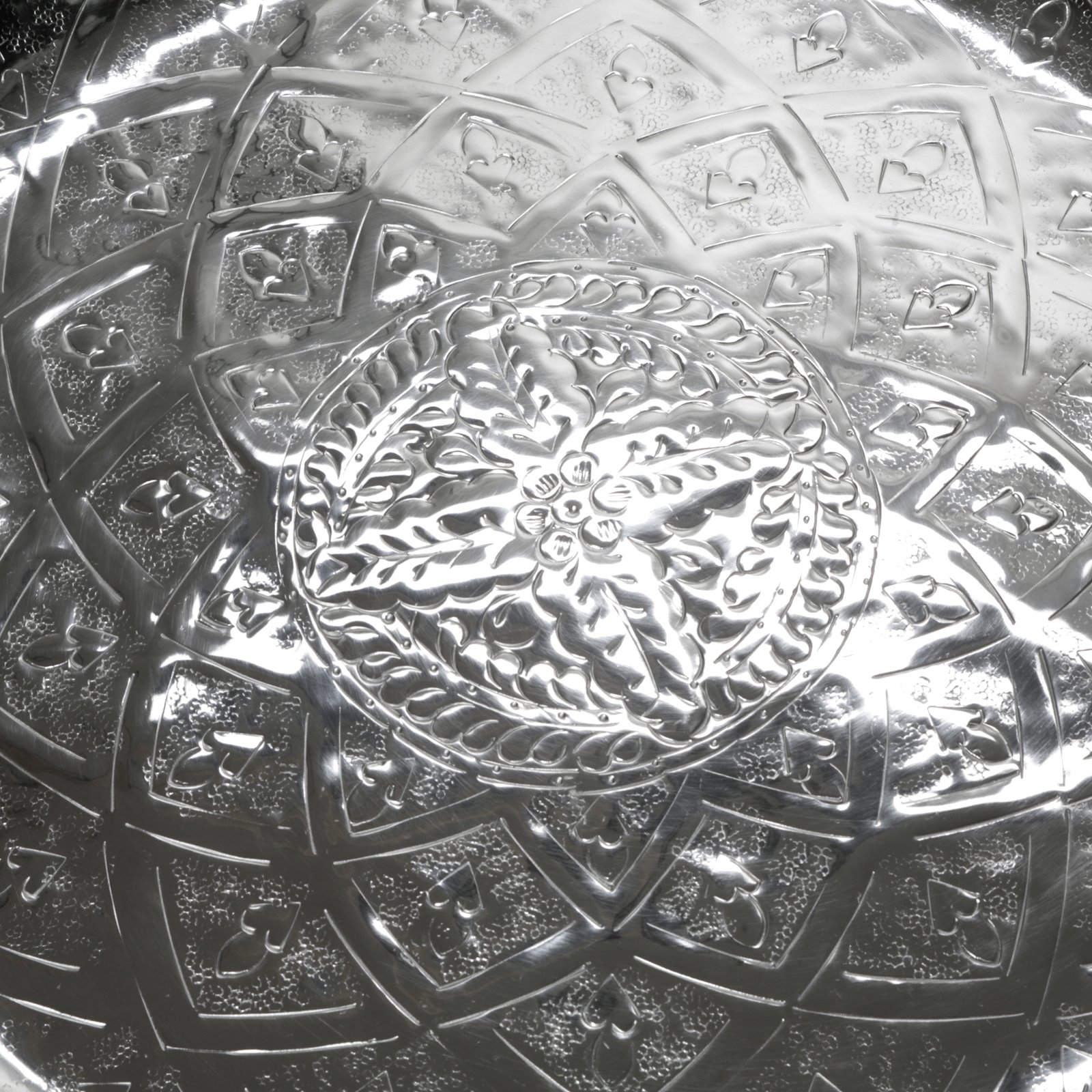 Design Servier-Tablett Rund Aus Aluminium Kerzentablett Groß Dekorativ Orient-Musteruster 54cm ø