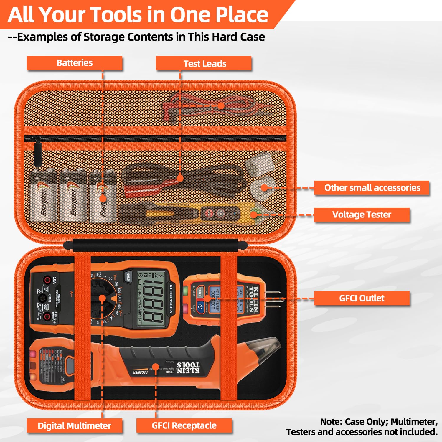 Storage Case Only for Klein Tools Electrical Testers -Hard Protective Carrying Bag Compatible with 80101 Circuit Breaker Finder Kit & ET310/ 69149P Digital Multimeter, XL Size (Does NOT Include Tools) - Image 5