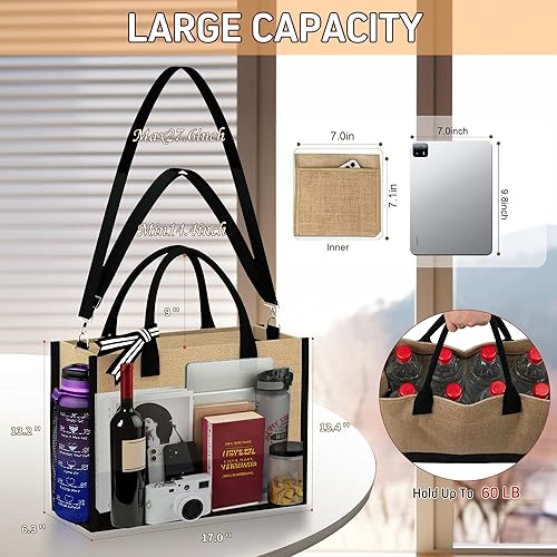 Miniatura 6 de Bolsas de mano con monograma para mujer, bolsa de maquillaje, regalos de cumpleaños para mamá, regalos de dama de honor, bolsas de regalo