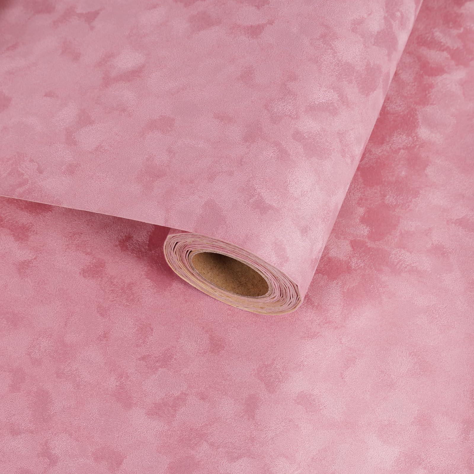 VaryFloral Coral Pink Velvet Fabric Wallpaper 30cmx300cm Contact Paper Soft Velvet Self Adhesive Wallpaper Flocked Liner for Jewellery Box Textured Vinyl Wrap for Furniture Dresser Liner Crafts
