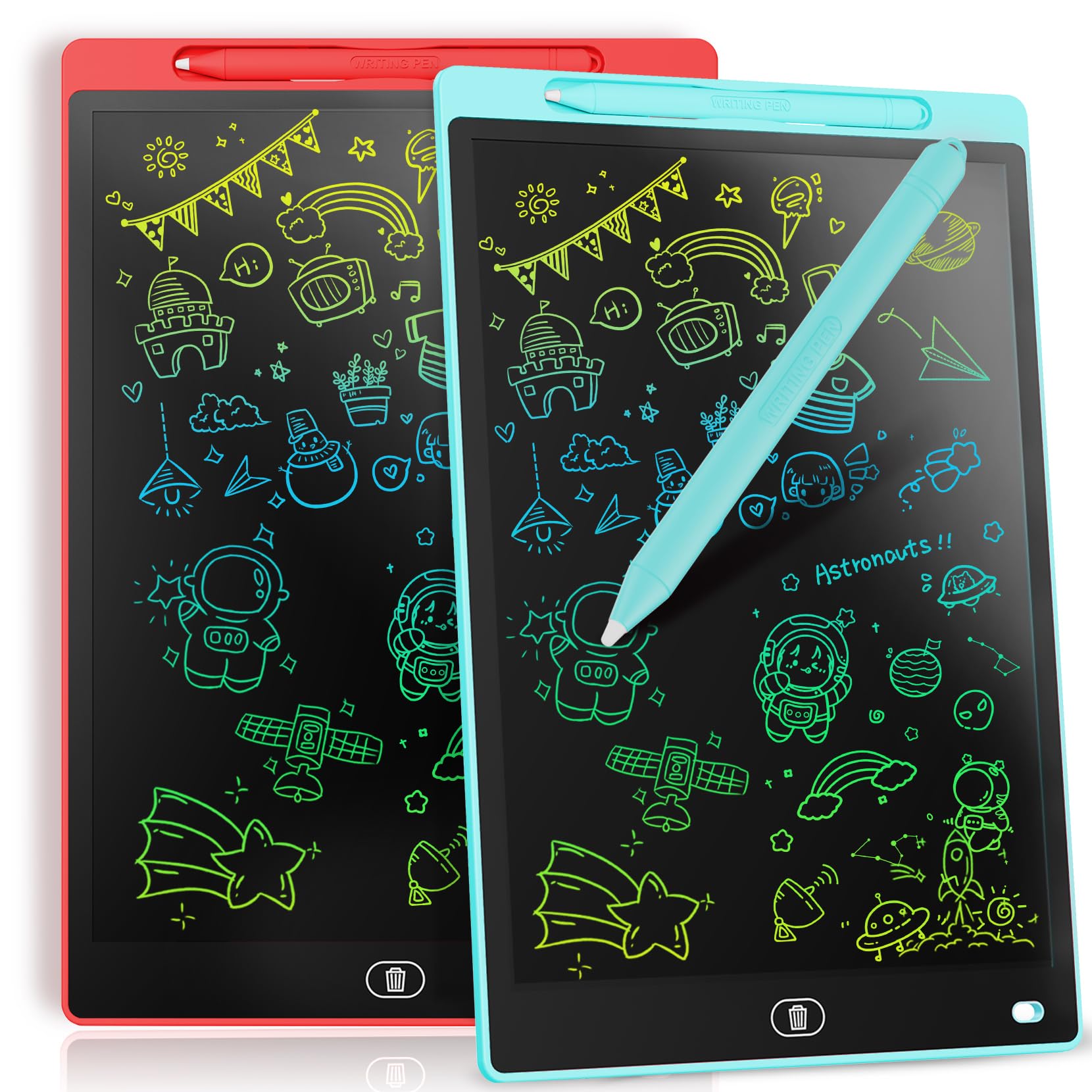 Photo 1 of [2 Pack] Genialba LCD Writing Tablet 8.5-Inch Colorful Doodle Board, Toddler Learning Educational Toys Gifts for 3-8 Years Old Girls and Boys, Electronic Drawing Pad for Kids (Blue&Red)