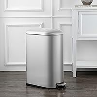 Vista 20 de happimess HPM1009C Roland Mini 2.6-Gallon Step-Open Trash Can with Soft-Close Lid, Modern, Minimalistic, Fingerprint Proof for Home, Kitchen, White