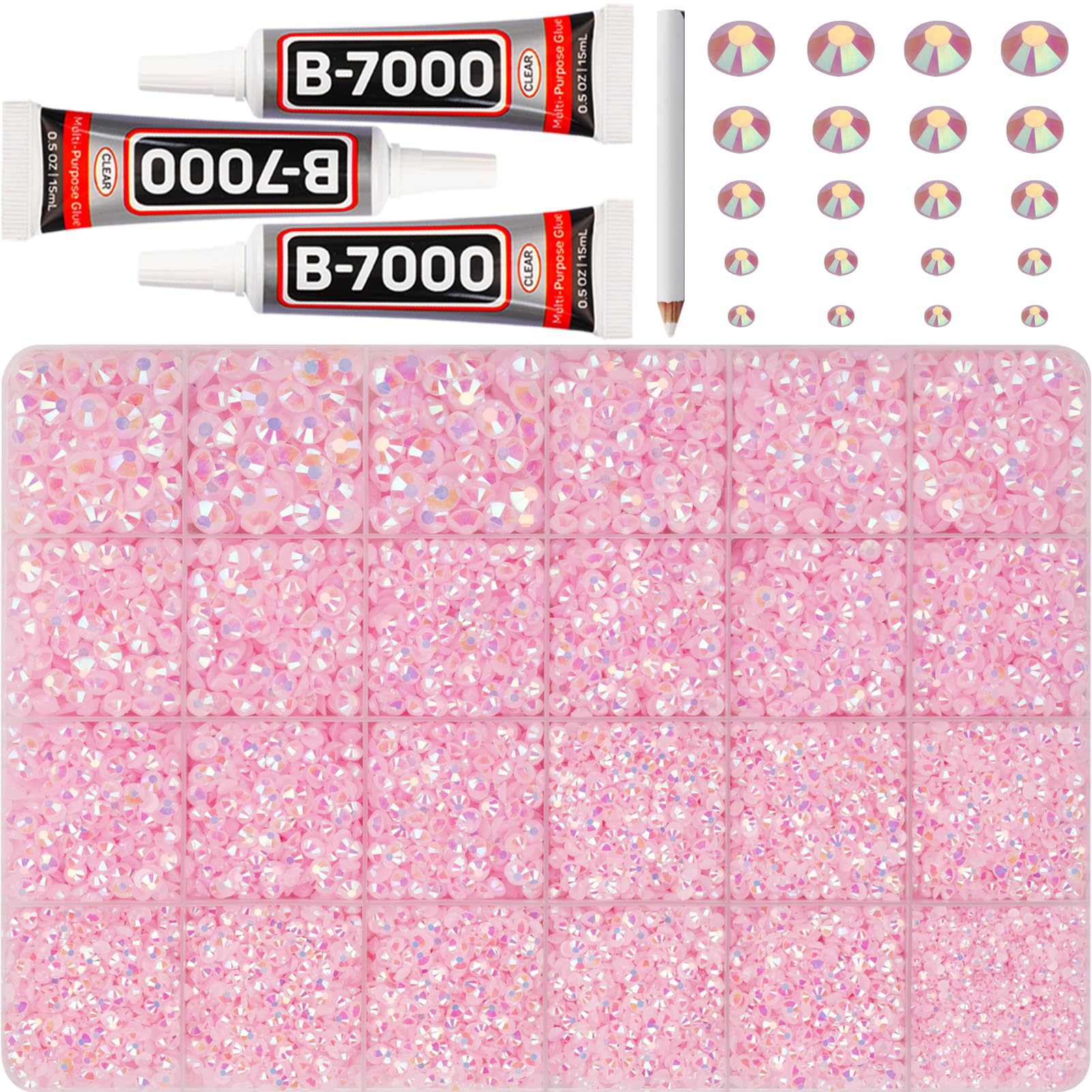 32000Pcs Pink Rhinestones gems for Bedazzling Bedazzle, Jelly Light Pink AB Diamond Crystals Stones for Crafting Crafts Clothes, Resin Flatback