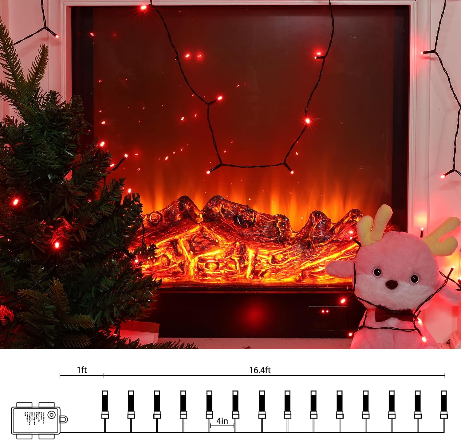 4 Pack Battery Operated Christmas Lights Red and Set of 3 Christmas Lighted Gift Boxes image 4