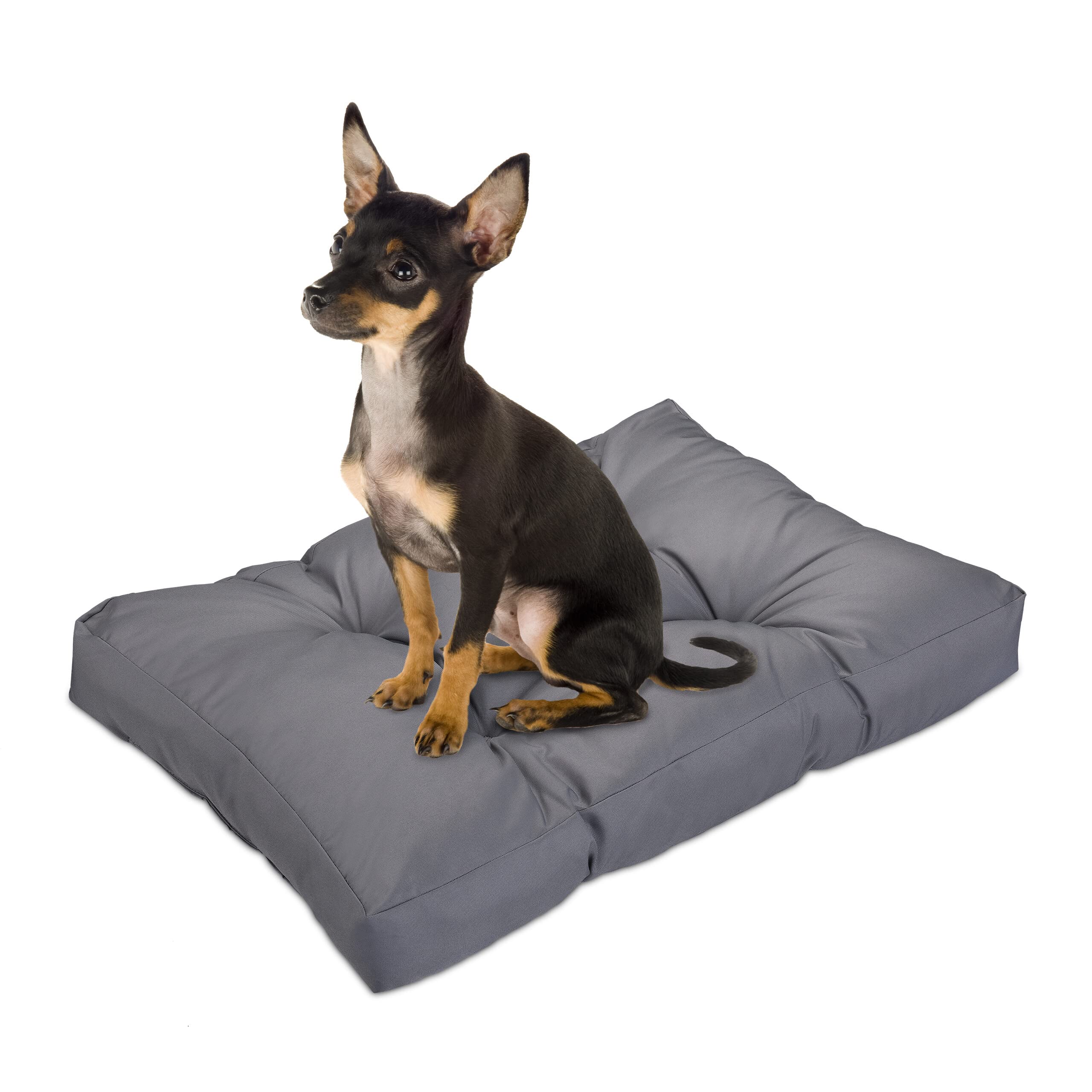 Relaxdays Cama para Perros Pequeños, Impermeable, Colchón Mascota, Cojín Blando, Lavable, 75 x 50 cm, Gris