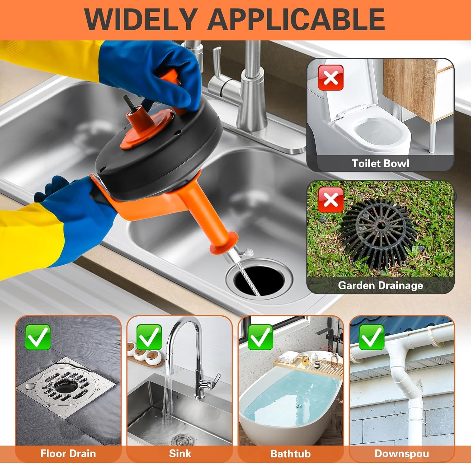 Sonda Sturatubi 10 m, Molla Sturatubi Professionale per Stura Lavandini e Scarichi, Elettrico & Manuale Stura Tubi di Scarico con Attacco per Trapano, per Cucina, Bagno, WC