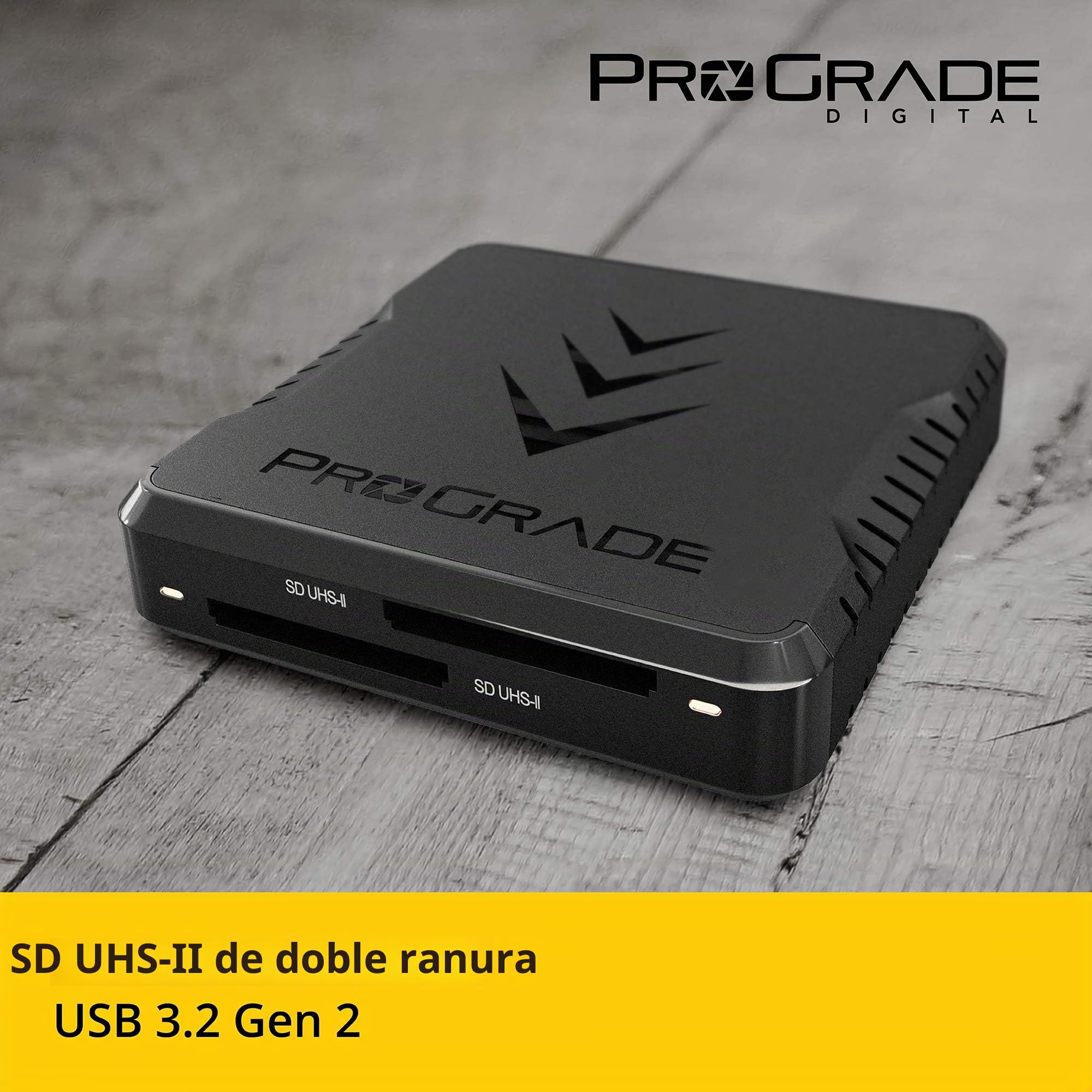ProGrade Digital - Lector de Tarjetas de Memoria SD UHS-II de Doble Ranura | USB 3.2 Gen 2 para cineastas Profesionales, fotógrafos y Creadores de Contenido