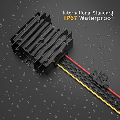 Miniatura 5 de Convertidor reductor de voltaje CC de 12 V, 24 V a 5 V, reductor de voltaje de CC (acepta entradas de CC 8-40V) 15A 75W con fusible impermeable,
