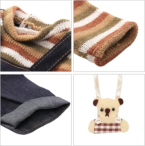 Miniatura 4 de Miunana Vestido de muñeca de bebé de 14 a 17 pulgadas con mochila de oso apto para muñeca de bebé de 13.8-17.7 in vestido de una pieza