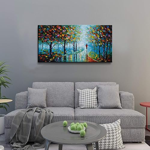 Miniatura 6 de YaSheng Art -Pintura al óleo abstracta de paisaje contemporáneo sobre lienzo Pintura de árbol texturizado Arte abstracto Pinturas de pared Pintura