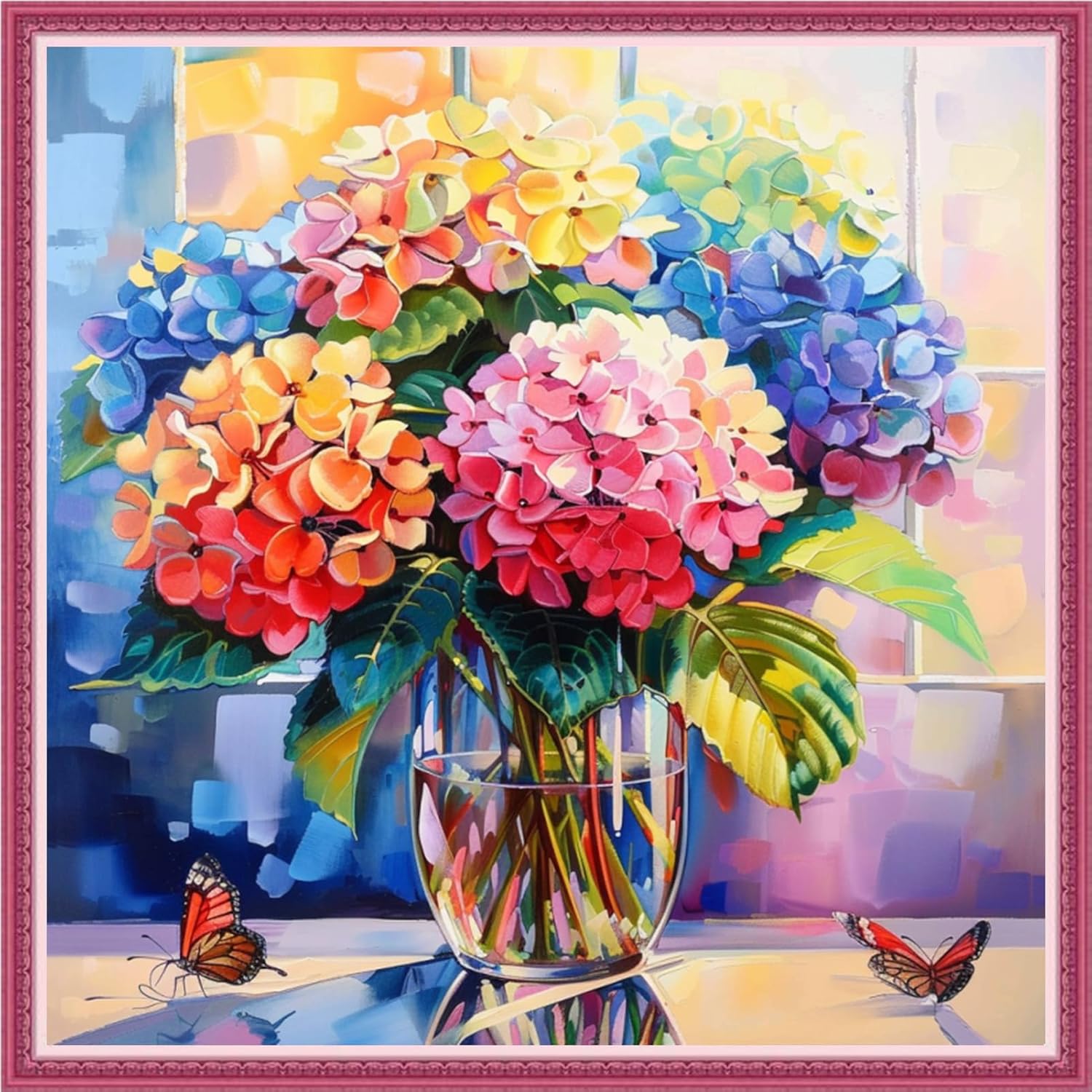 Funchey Stamped Cross Stitch Kits, DIY Cross Stitch Pattern for Adults Beginners Needlepoint Kits Embroidery Kit Arts and Crafts 11CT&Colorful Flower vase 18x18 inch