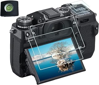 HUIPUXIANG X-H1 Top+Tempered Screen Protector for Fujifilm X-H1 Camera with Hot Shoe Cover Fuji film XH1 0.3mm High Definition 9H Hardness Optical LCD Premium Glass Protective Cover [2+2 Pack]