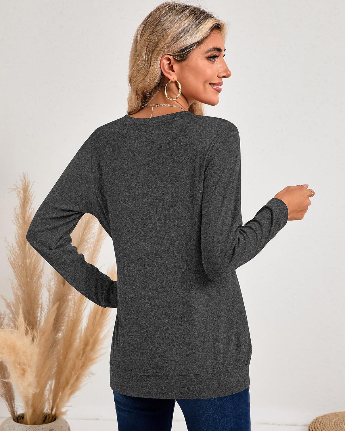 Riyiper 3 Pack Women's Long Sleeve Sweatshirts, Crew Neck Pullover Shirts Loose Casual Lightweight Fall Tops 2026 Trendy - Image 4