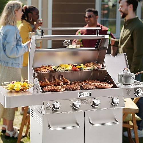 Miniatura 8 de Monument Grills Larger Convertible 4 Burner Natural Gas Grill Stainless Steel Cabinet Style Propane Grills, LED Controls,Side Burner(Without