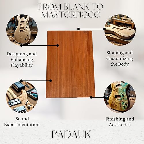 Miniatura 6 de Exotic Wood Zone  África Padauk Semi Explorer Guitarra EléctricaBajo Musical Luthier Tonewood Cuerpo Blanks  24" x 18" x 1-34" - Cepillado sin