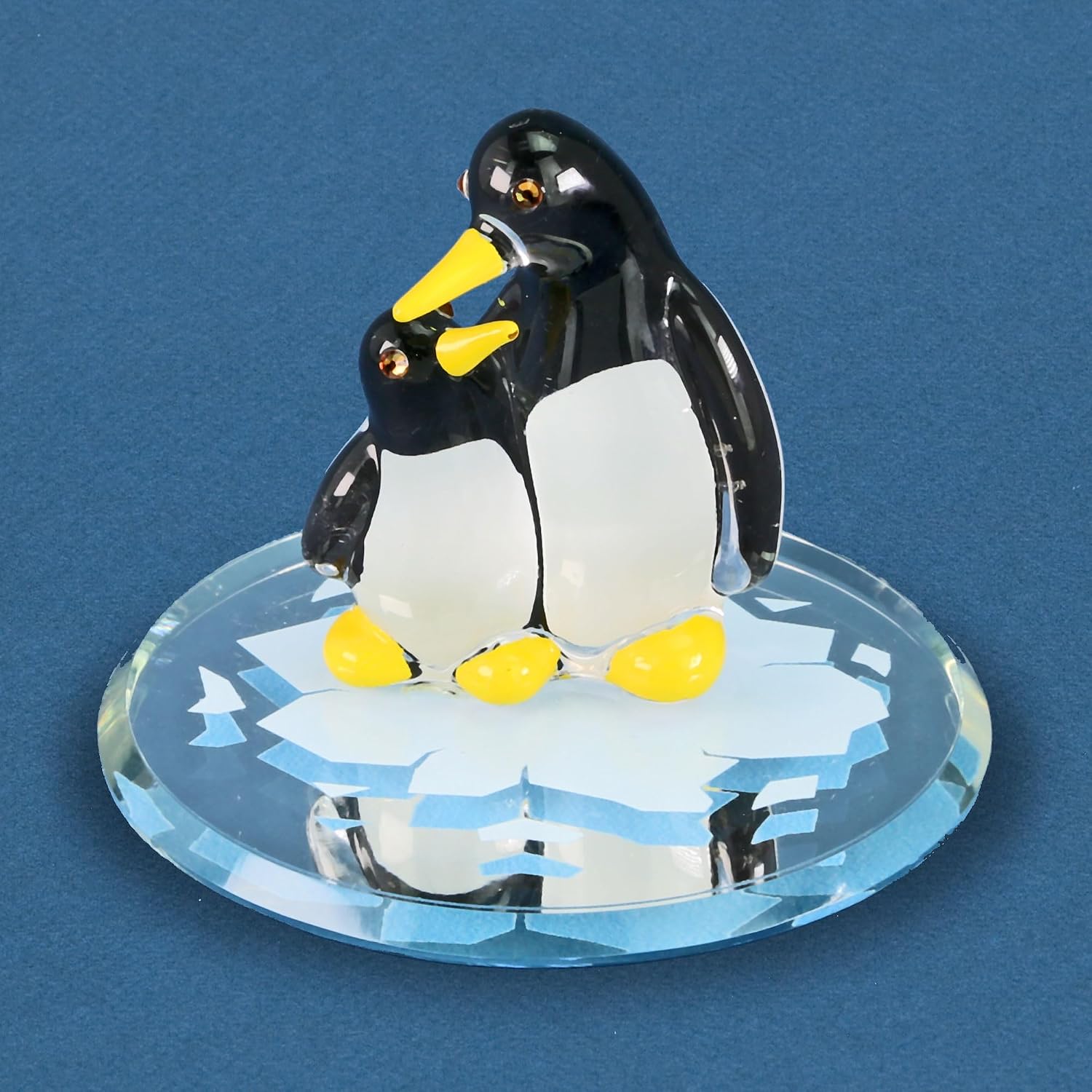 Glass Baron Penguin and Baby Glass Figurine with Crystal Accents image 2